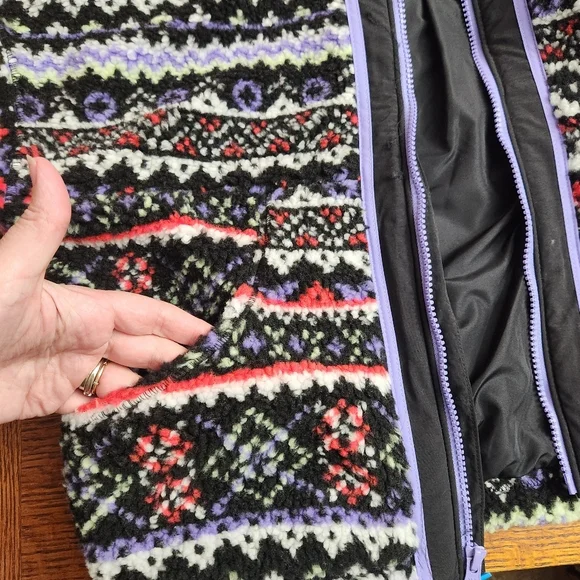 DSG Cozy Fleece Full Zip Jacket Funky Fair Isle Pattern Girls Medium (10-12) NWT - Picture 5 of 14